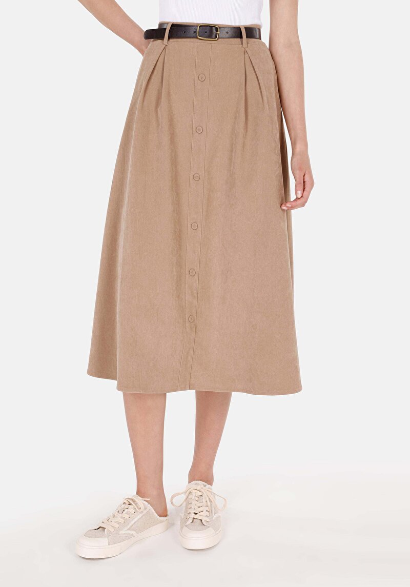 Maxi Length Kadın Bej Etek