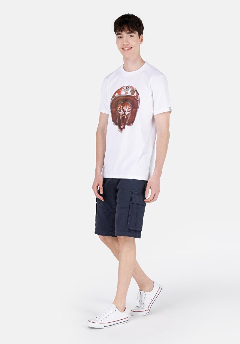 Regular Fit Cepli Orta Bel Düz Erkek Lacivert Şort