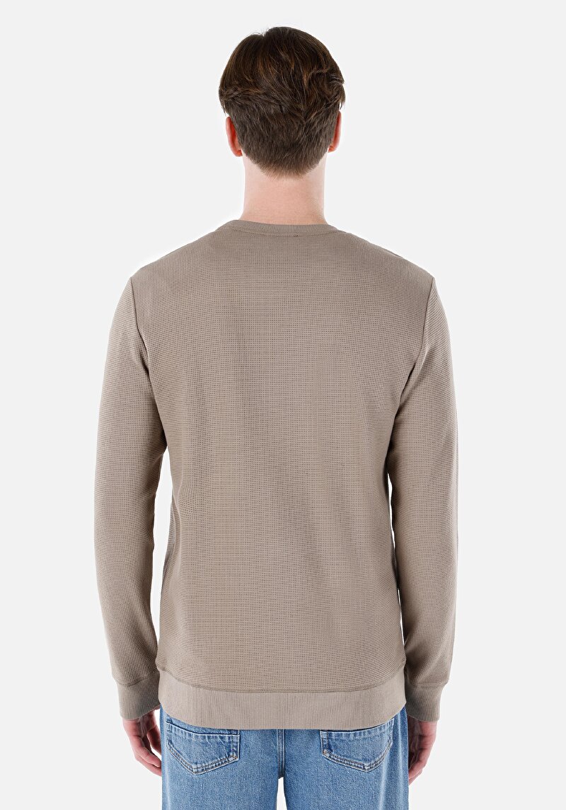 Regular Fit Yuvarlak Yaka Pamuklu Erkek Yeşil Uzun Kol Tişört