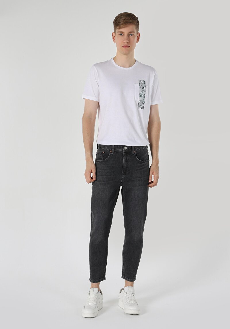 Carrot Fit Drop Crotch Havuç Paça Erkek Fermuarlı İndigo Jean Pantolon