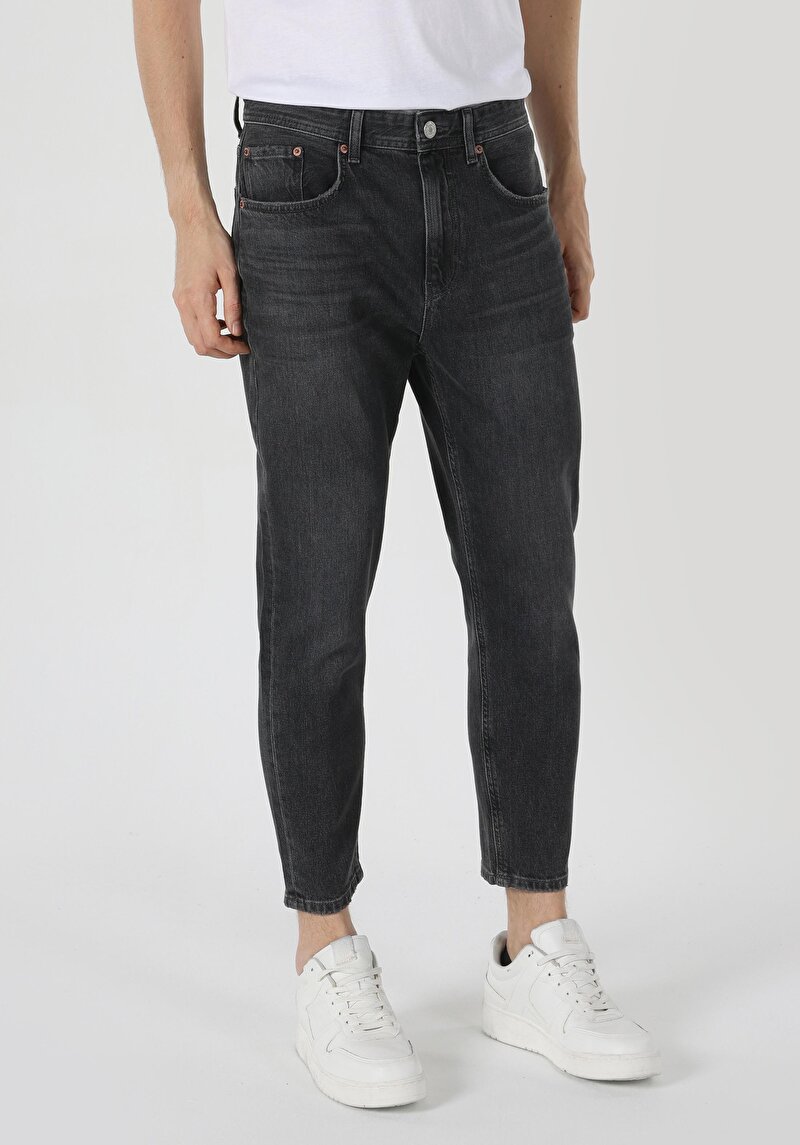 Carrot Fit Drop Crotch Havuç Paça Erkek Fermuarlı İndigo Jean Pantolon