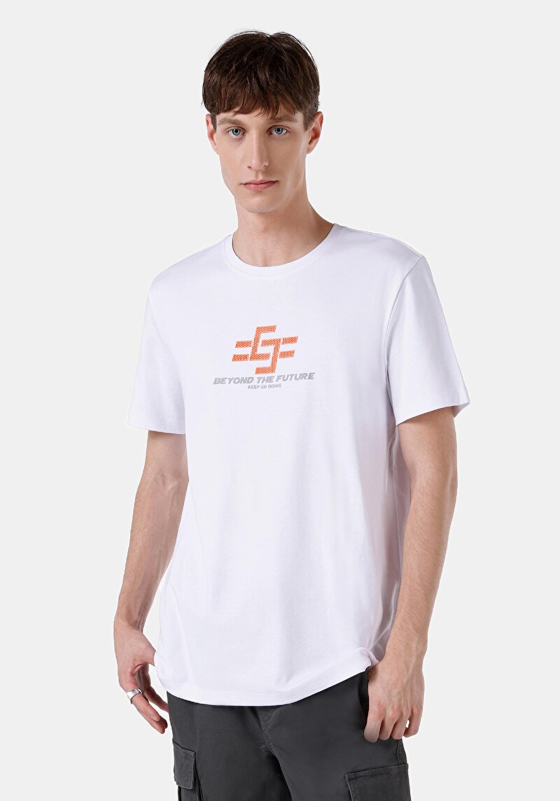 Regular Fit Yuvarlak Yaka Düz Erkek Beyaz Kısa Kol Tişört