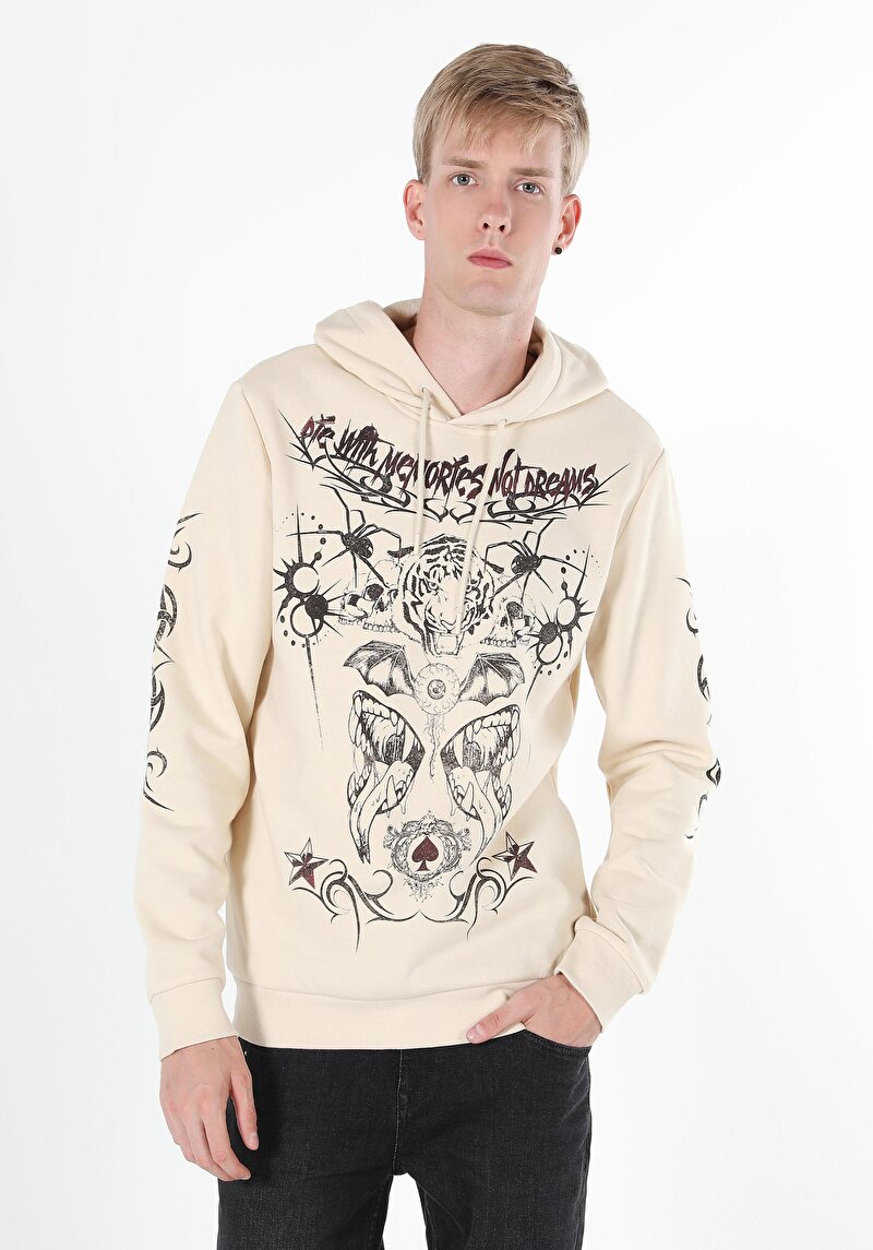 Regular Fit Erkek Ekru Sweatshirt