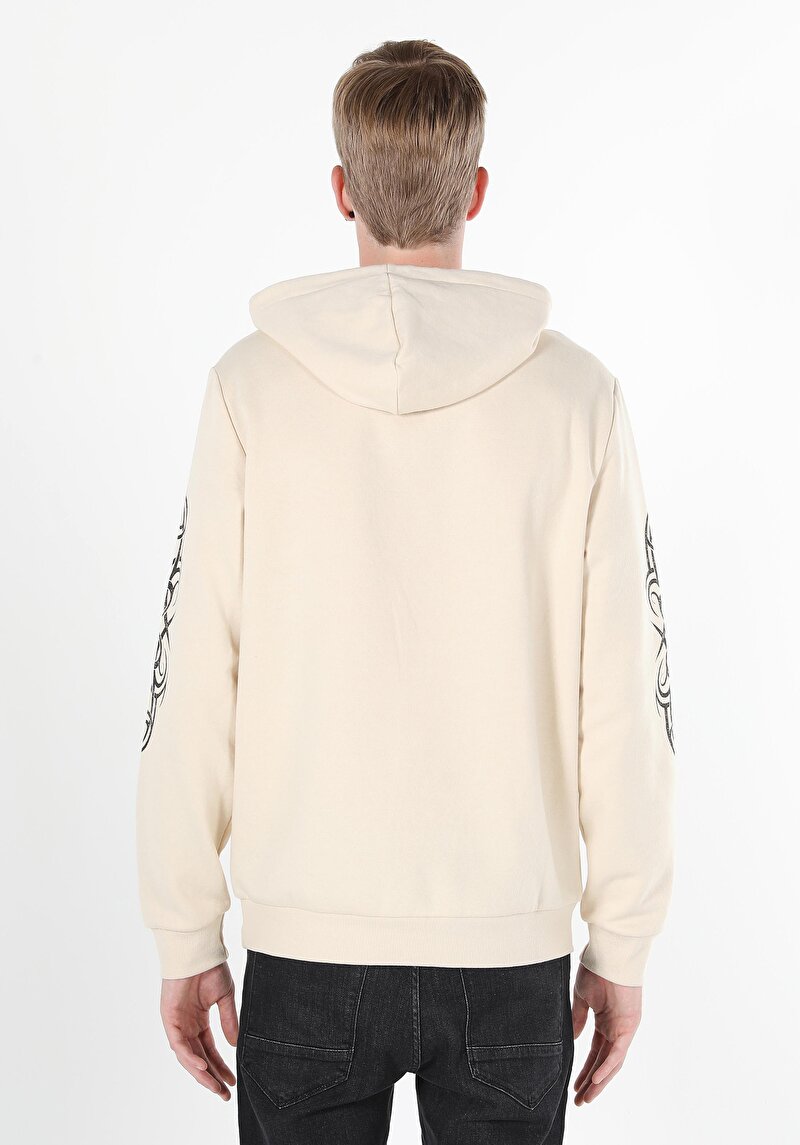 Regular Fit Erkek Ekru Sweatshirt