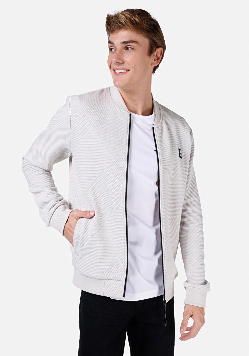 Slim Fit Örme Erkek Taş Ceket