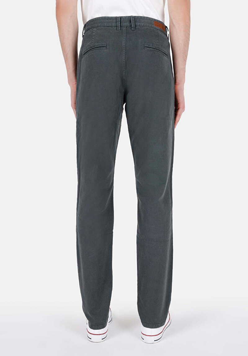 Slim Fit Orta Bel Düz Paça Erkek Yeşil Pantolon