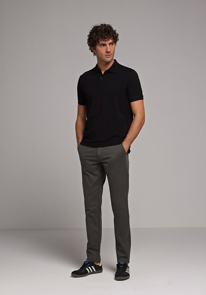 Slim Fit Orta Bel Düz Paça Erkek Yeşil Pantolon