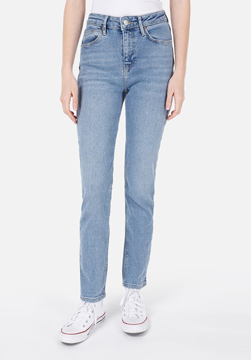 Slim Fit Kadın İndigo Jean Pantolon