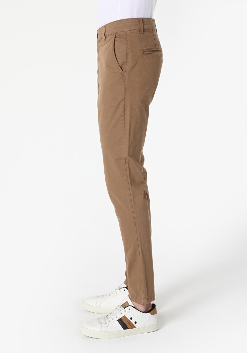 Slim Fit Orta Bel Düz Paça Erkek Gri  Pantolon
