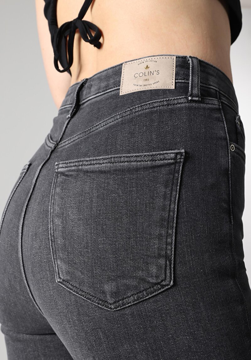 Skinny Fit Yüksek Bel Dar Paça Pamuk Kadın Denim Jean Pantolon