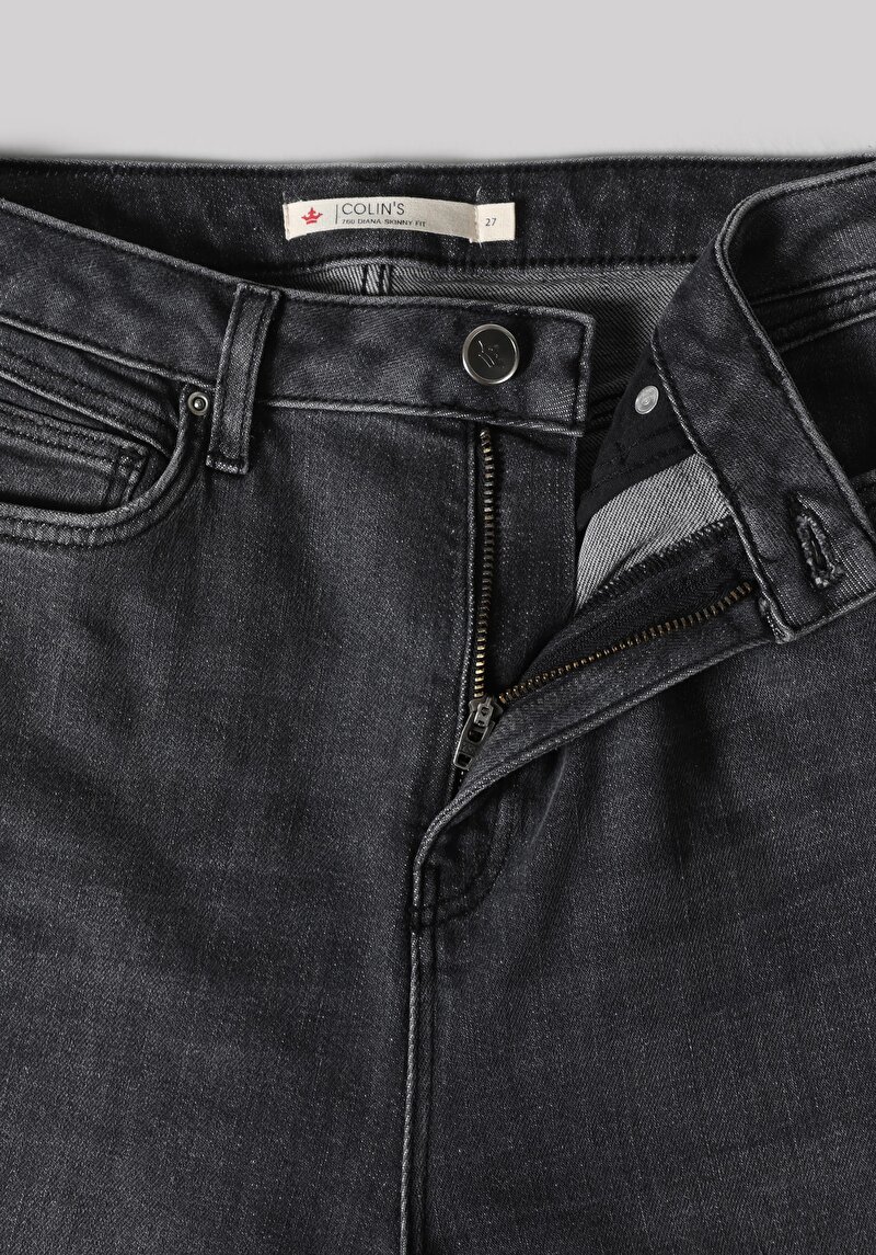 Skinny Fit Yüksek Bel Dar Paça Pamuk Kadın Denim Jean Pantolon