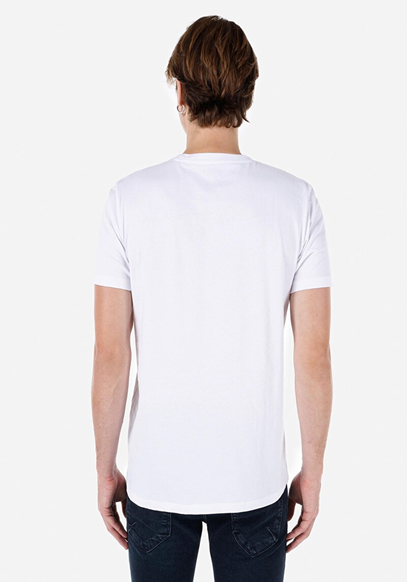 Regular Fit Yuvarlak Yaka Düz Erkek Beyaz Kısa Kol Tişört Cl1058592