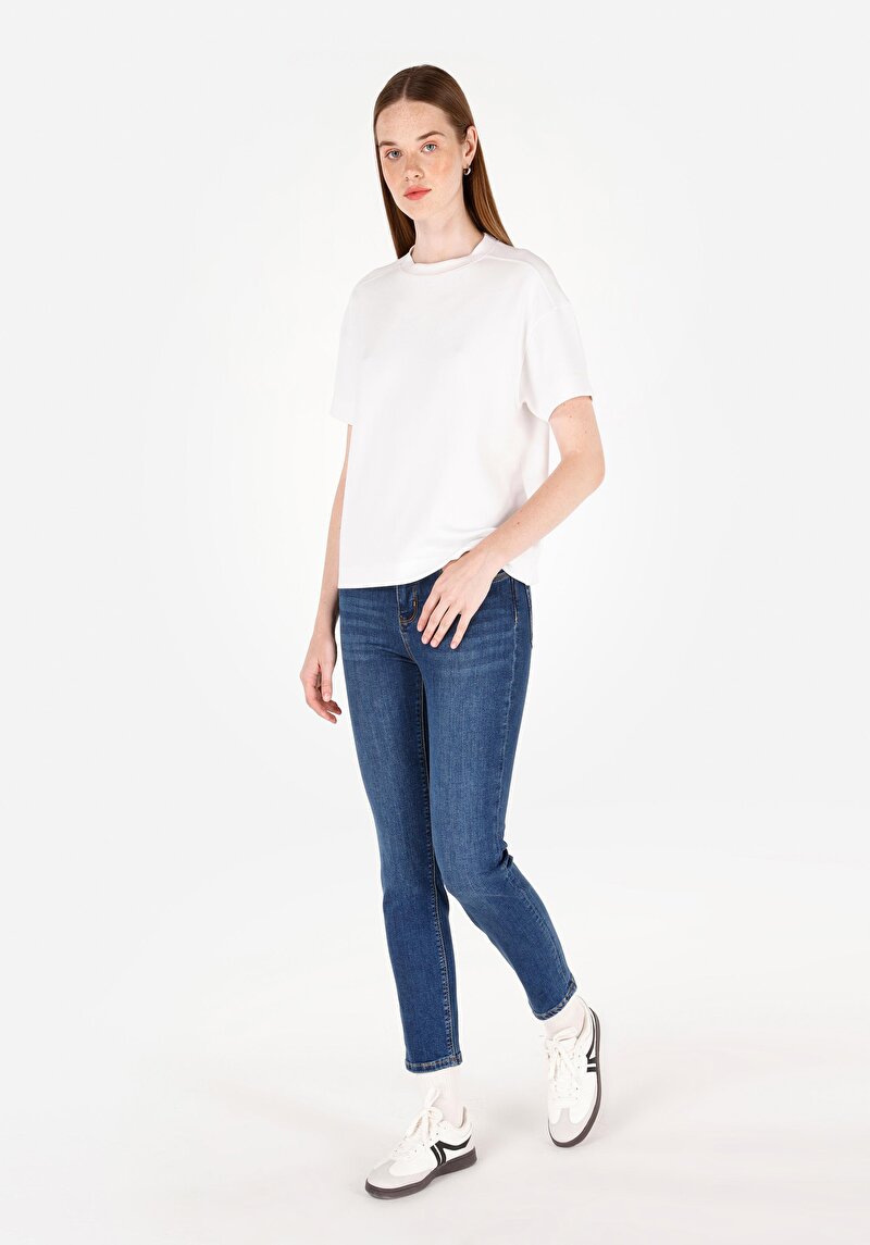 Slim Fit Kadın İndigo Jean Pantolon