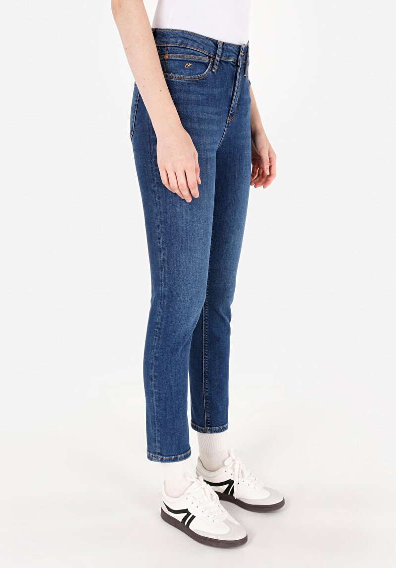Slim Fit Kadın İndigo Jean Pantolon