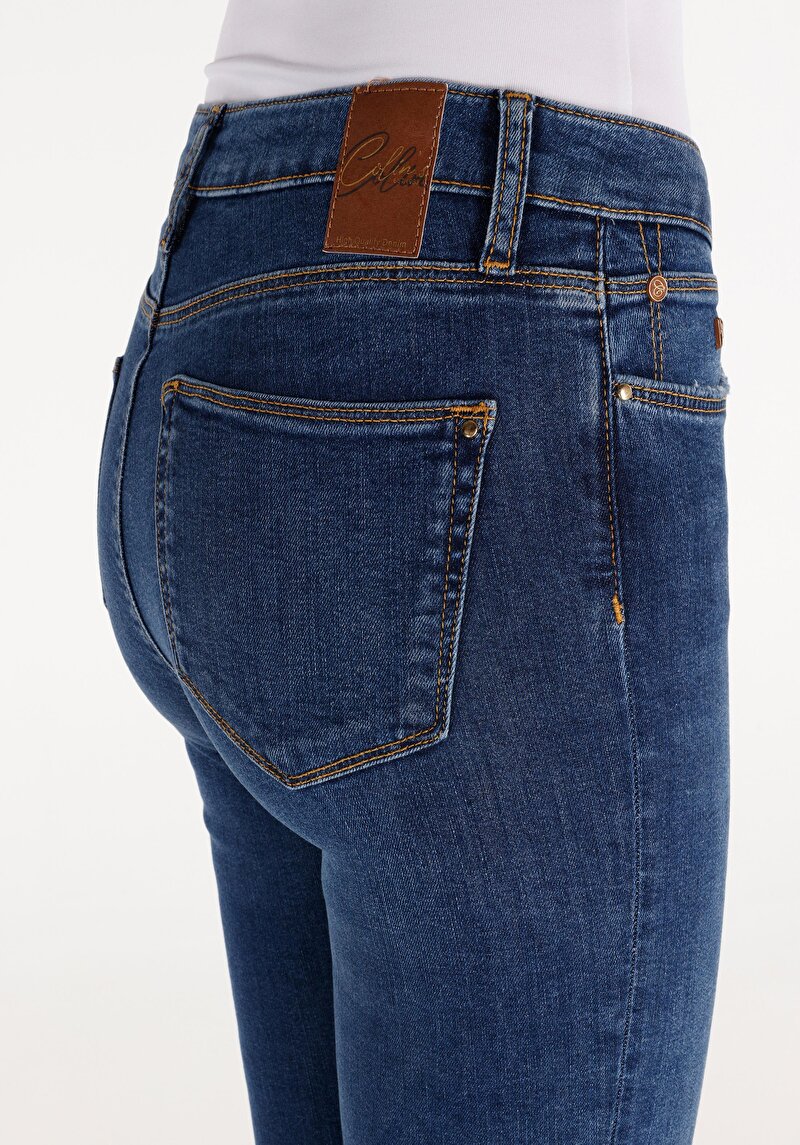 Slim Fit   Kadın İndigo Jean Pantolon