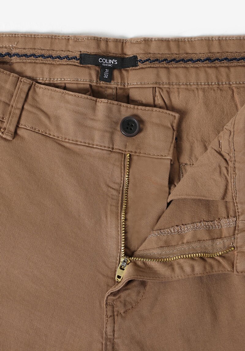 Slim Fit Orta Bel Düz Paça Erkek Gri  Pantolon