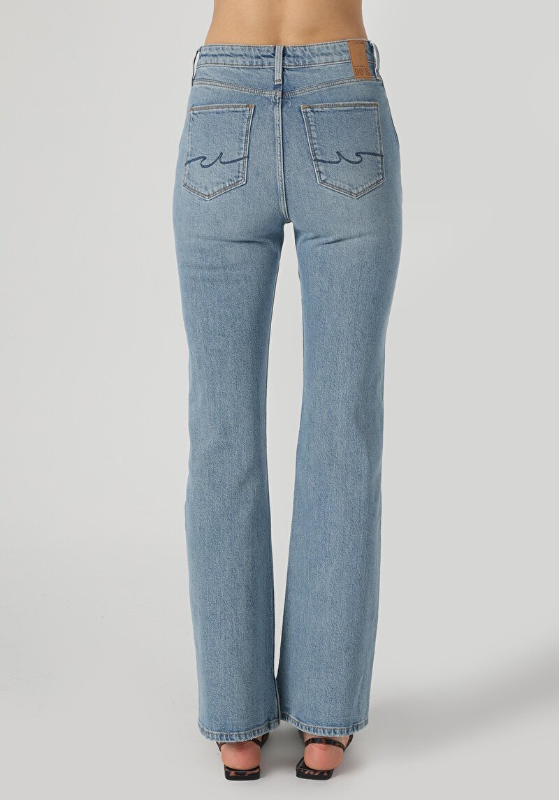 Regular Fit Orta Bel Bootcut Kadın İndigo Jean Pantolon