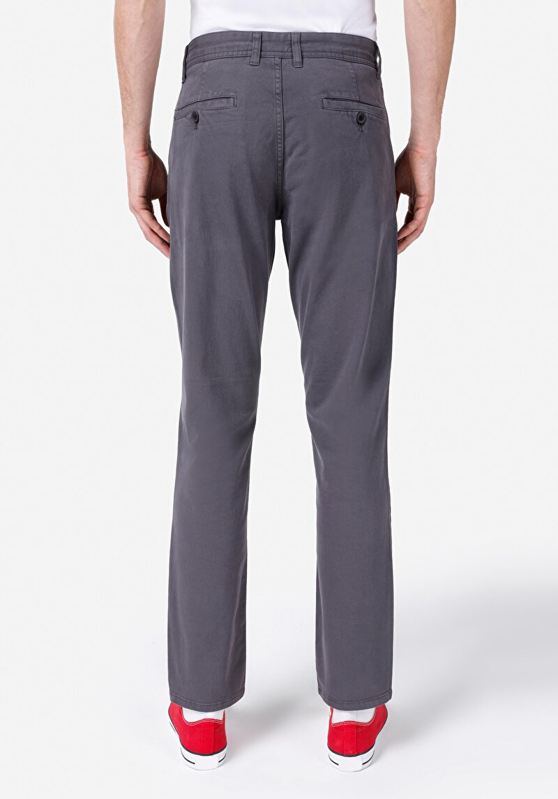 Regular Fit Orta Bel Düz Paça Erkek Gri  Pantolon