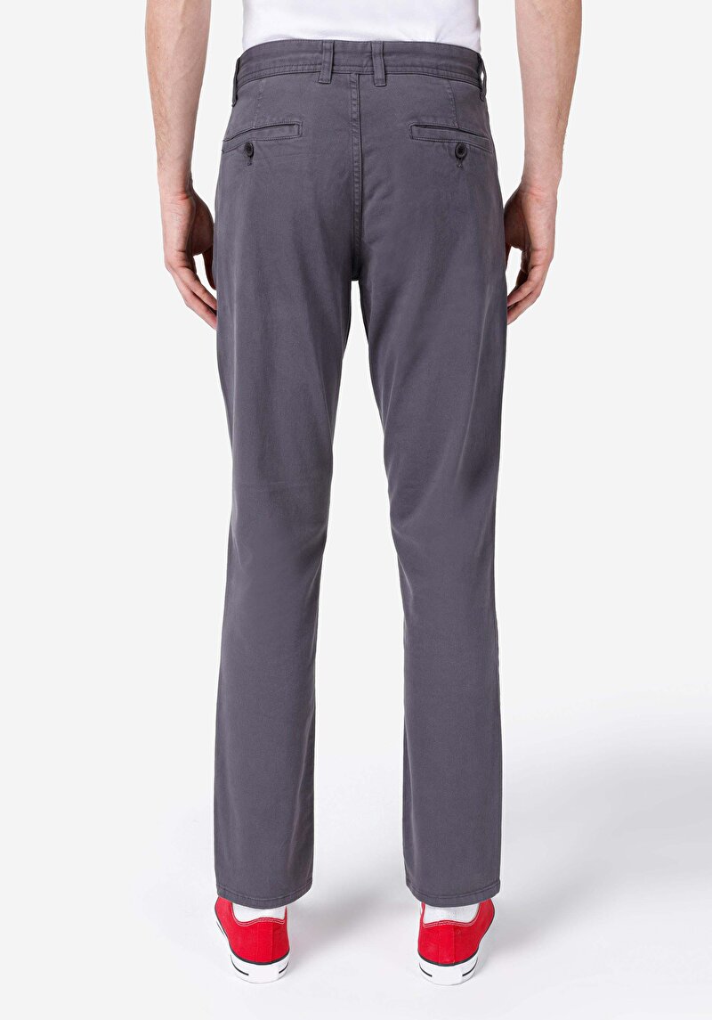 Regular Fit Orta Bel Düz Paça Erkek Gri Pantolon