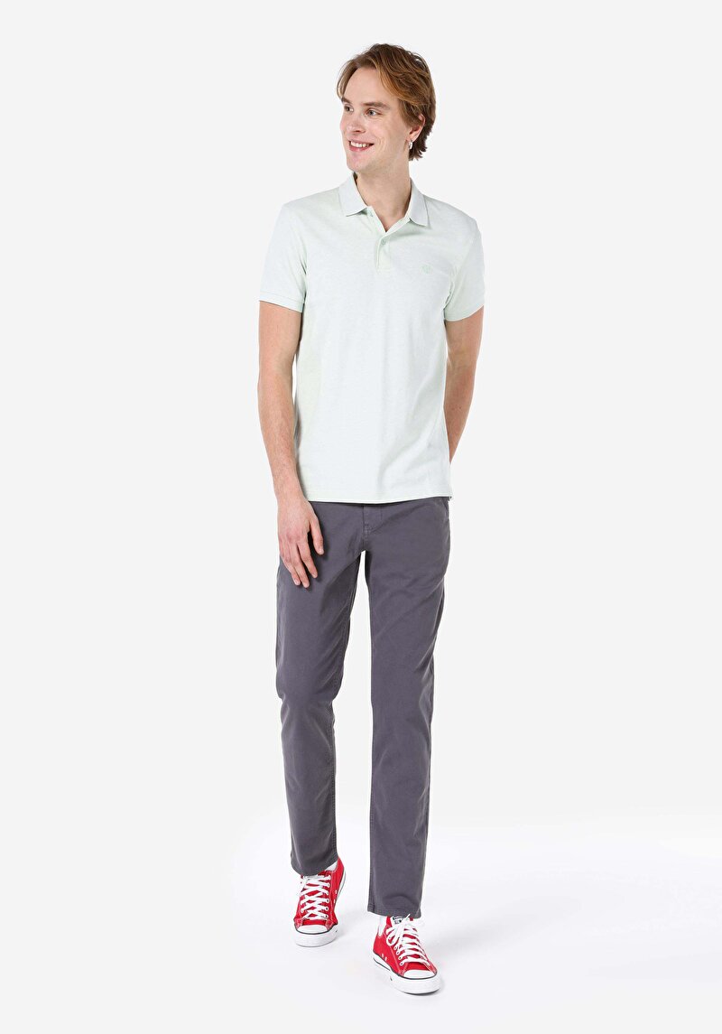 Regular Fit Orta Bel Düz Paça Erkek Gri Pantolon