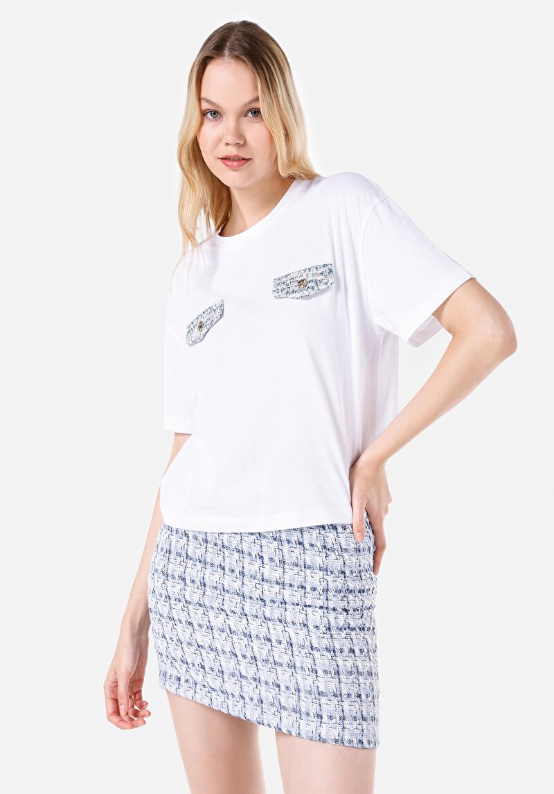Regular Fit Yuvarlak Yaka Düz Kadın Beyaz Kısa Kol Tişört