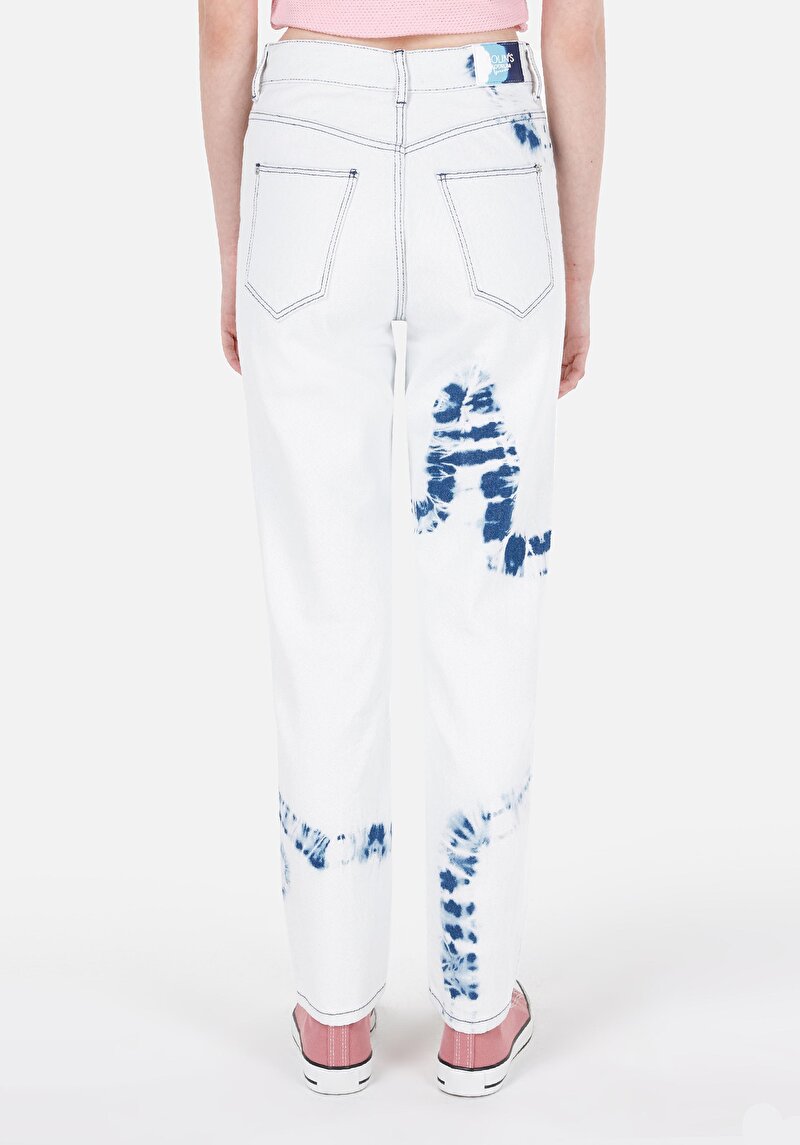 Mom Fit Daralan Paça Kadın İndigo Jean Pantolon