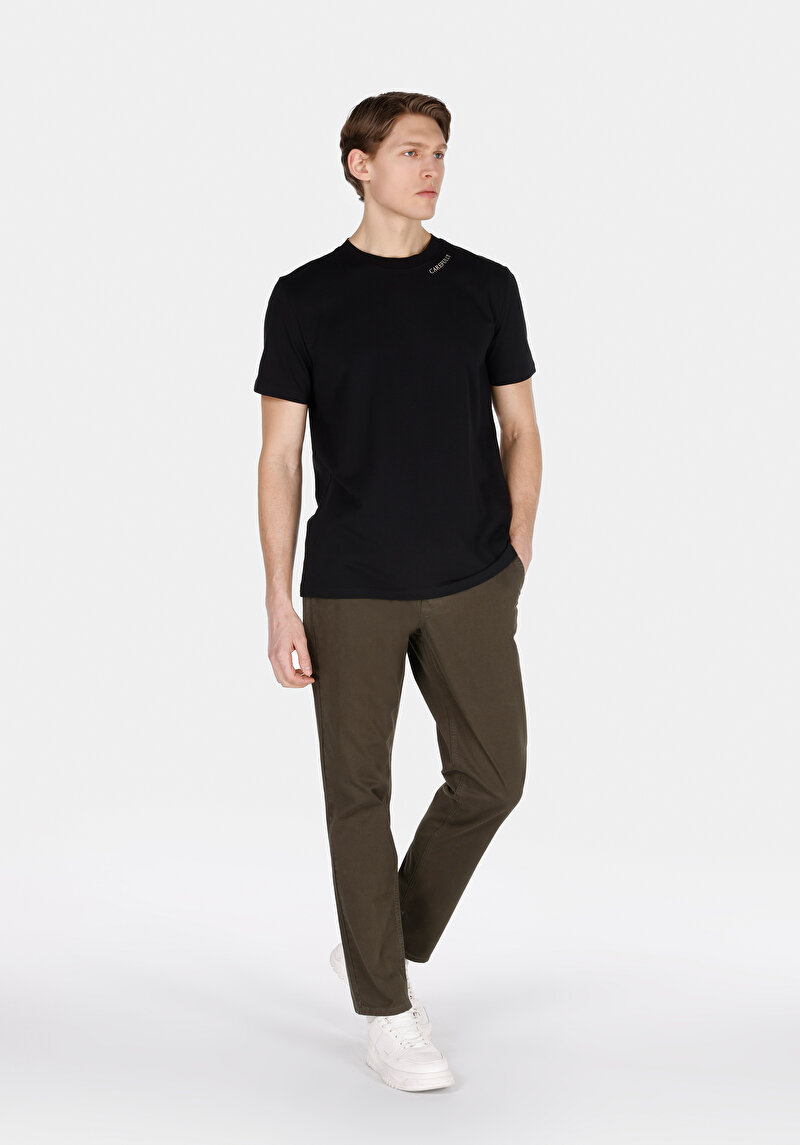 Regular Fit Orta Bel Düz Paça Erkek Yeşil Pantolon