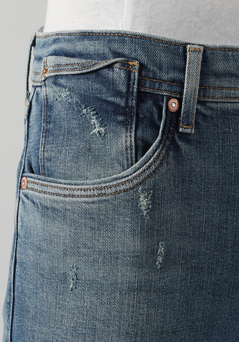 Slim Fit Düşük Bel Dar Paça Erkek İndigo Jean Pantolon