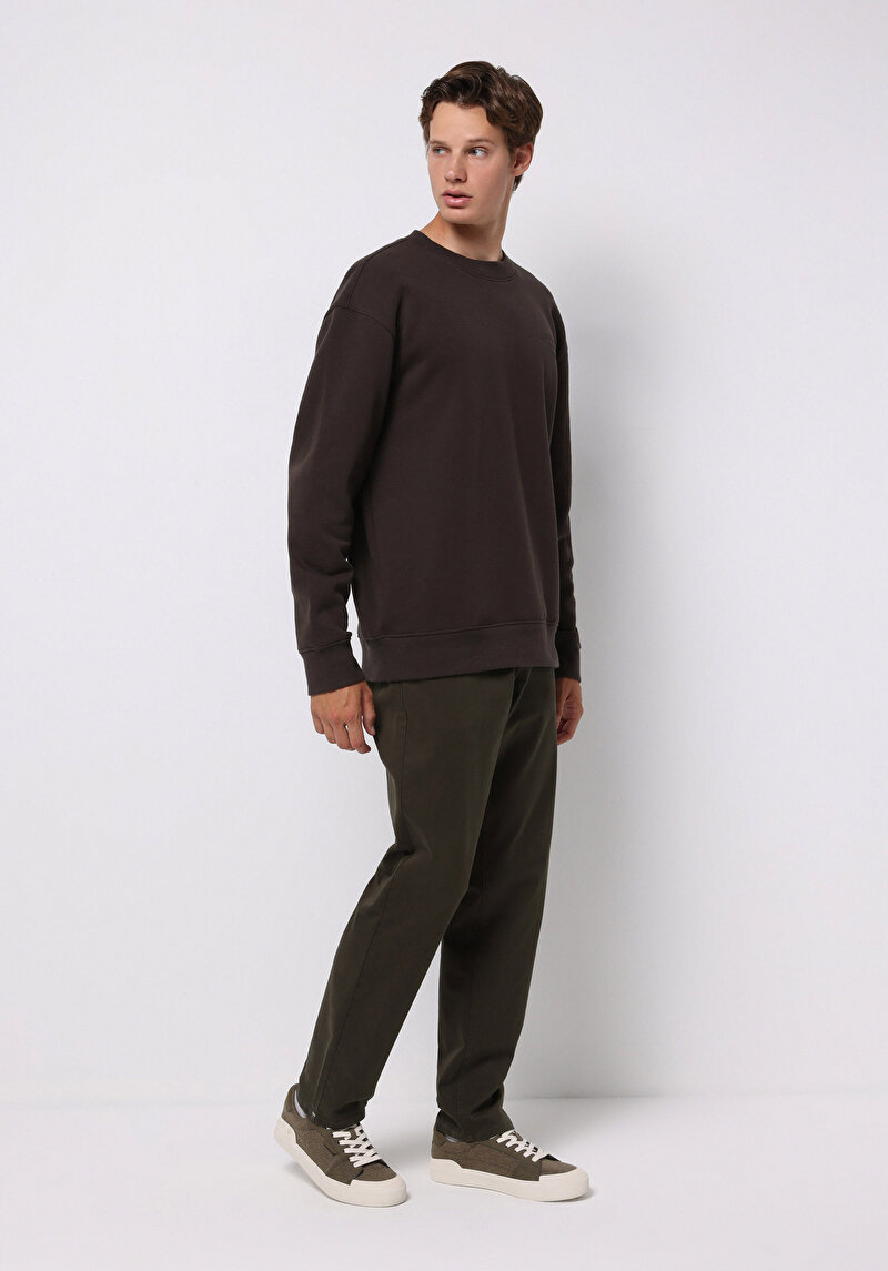 Regular Fit Orta Bel Düz Paça Erkek Yeşil Pantolon
