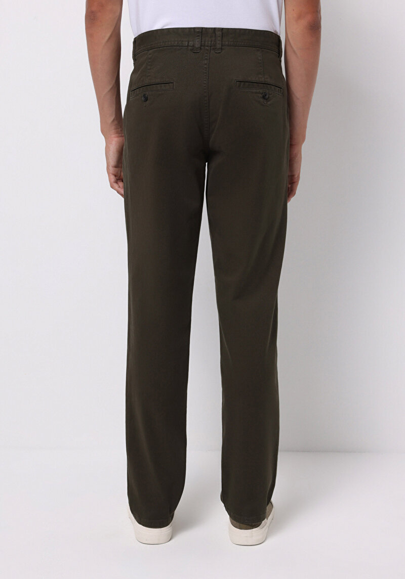 Regular Fit Orta Bel Düz Paça Erkek Yeşil  Pantolon