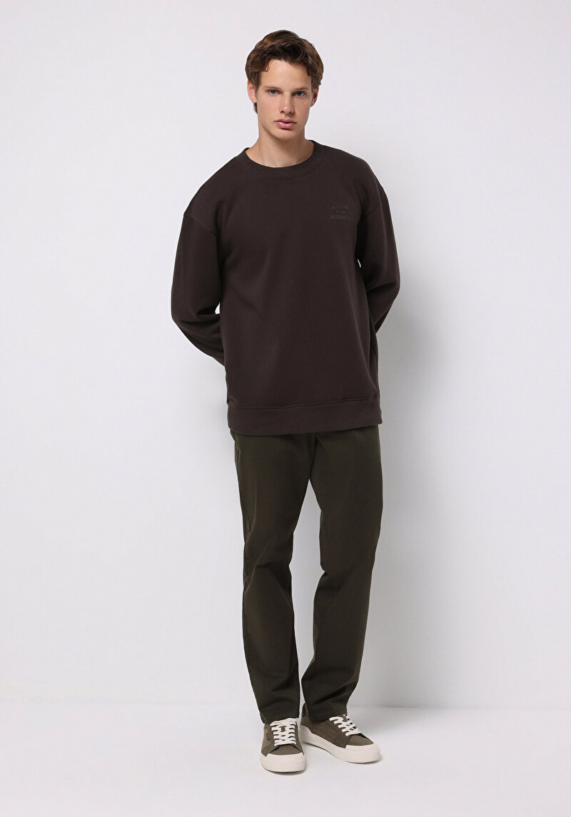 Regular Fit Orta Bel Düz Paça Erkek Yeşil  Pantolon