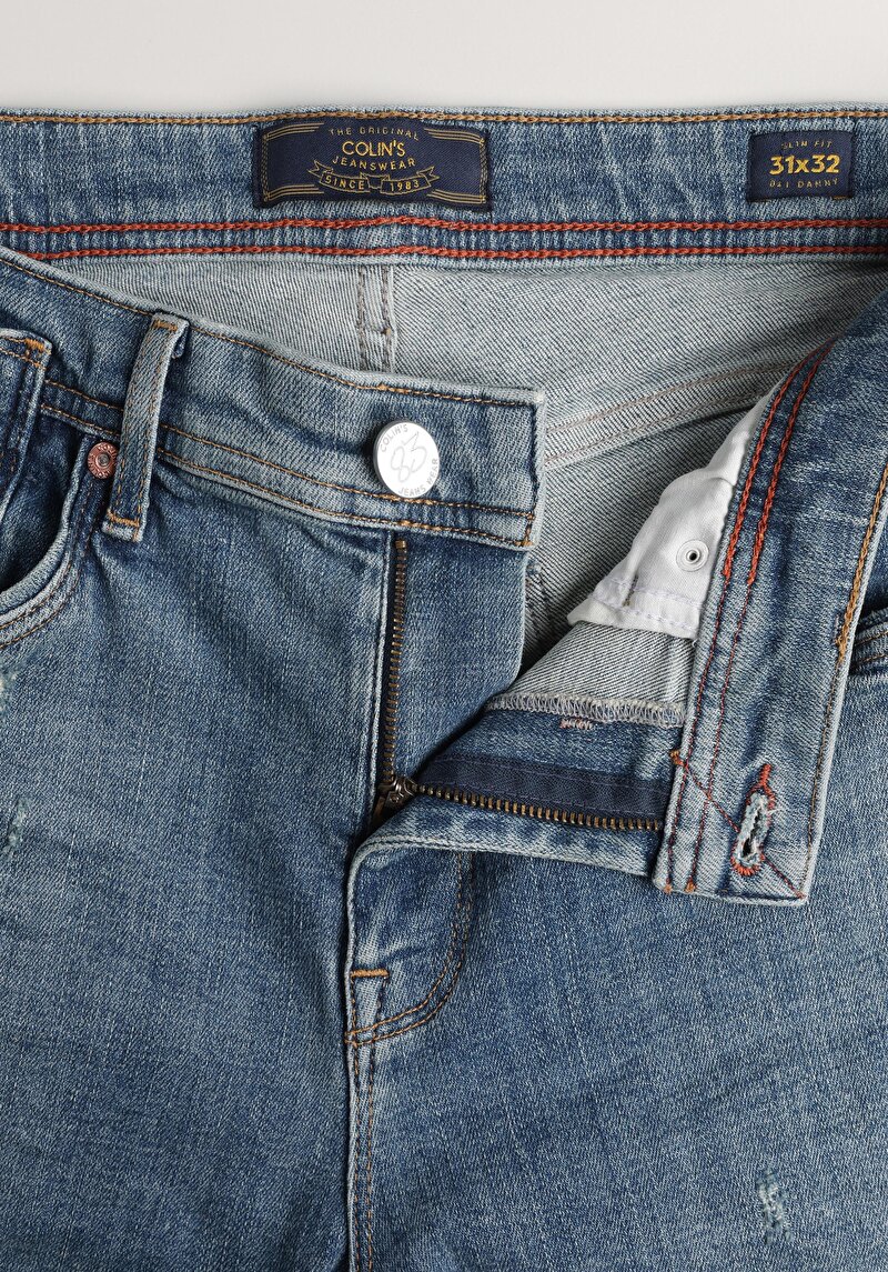 Slim Fit Düşük Bel Dar Paça Erkek İndigo Jean Pantolon
