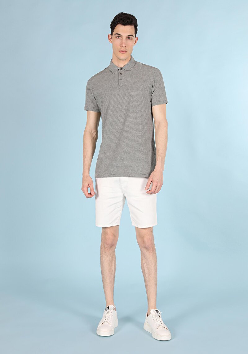 Regular Fit Polo Yaka Düz Erkek Yeşil Kısa Kol Tişört