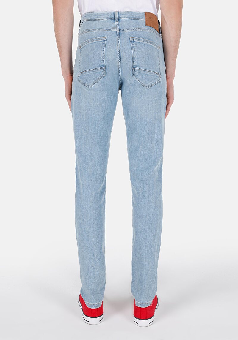 Slim Fit Pamuklu Erkek İndigo Jean Pantolon