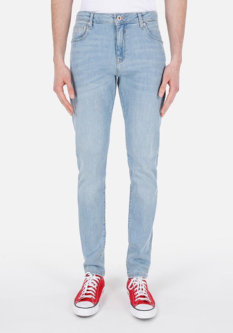 Slim Fit Pamuklu Erkek İndigo Jean Pantolon