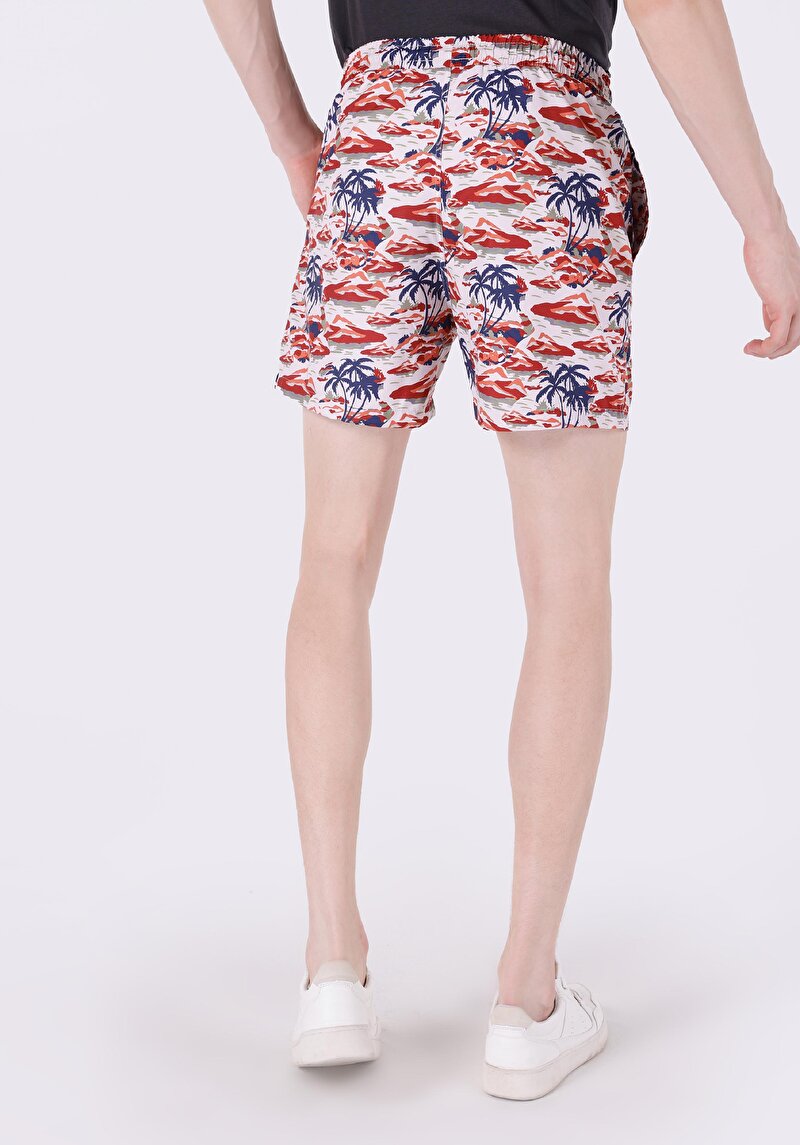 Regular Fit Baskılı Erkek Çok Renkli Deniz Şortu