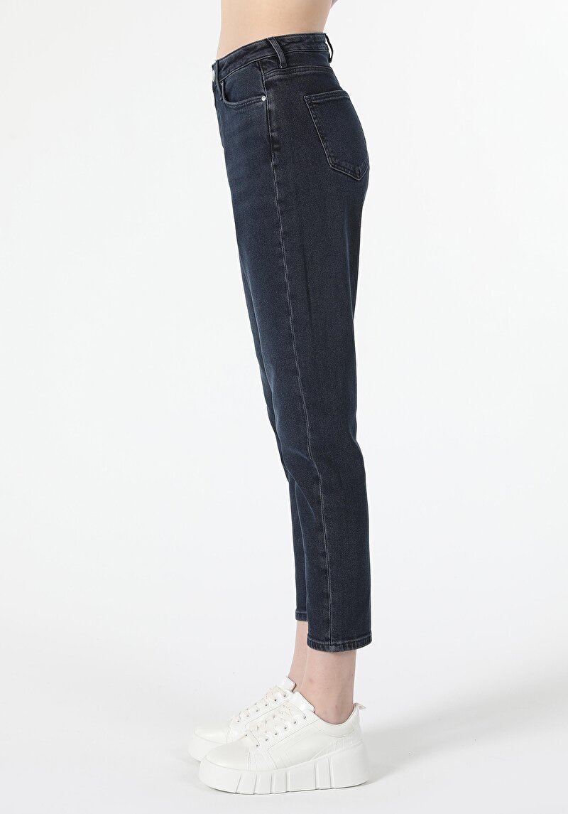 896  Marıa Mom Fit Yüksel Bel Daralan Paça Kadın Koyu Mavi Jean Pantolon Cl1061425