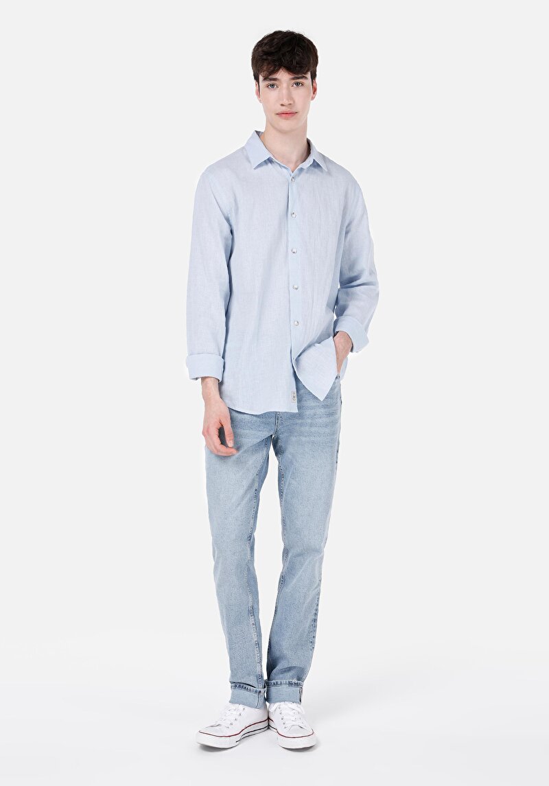 Straight Fit Erkek İndigo Denim Jean Pantolon