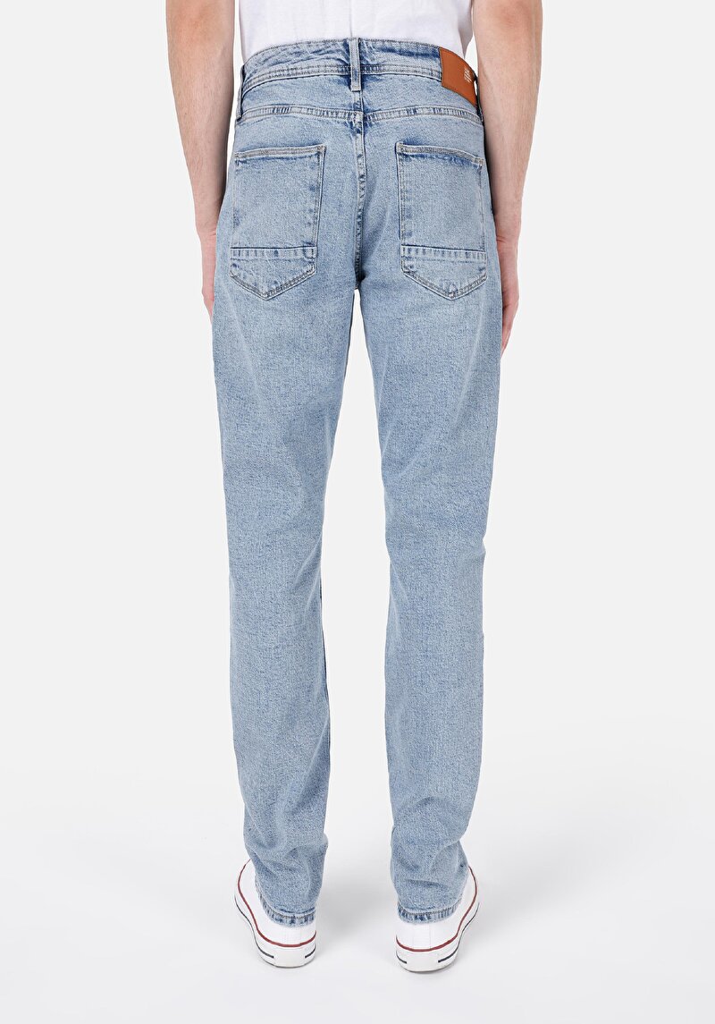 Straight Fit Erkek İndigo Denim Jean Pantolon