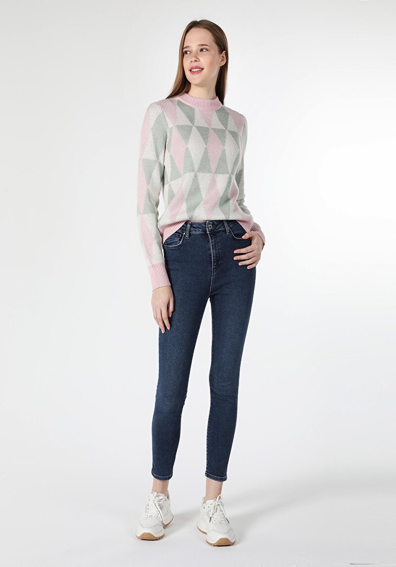 Skinny Fit Yüksek Bel Dar Paça Kadın İndigo Jean Pantolon