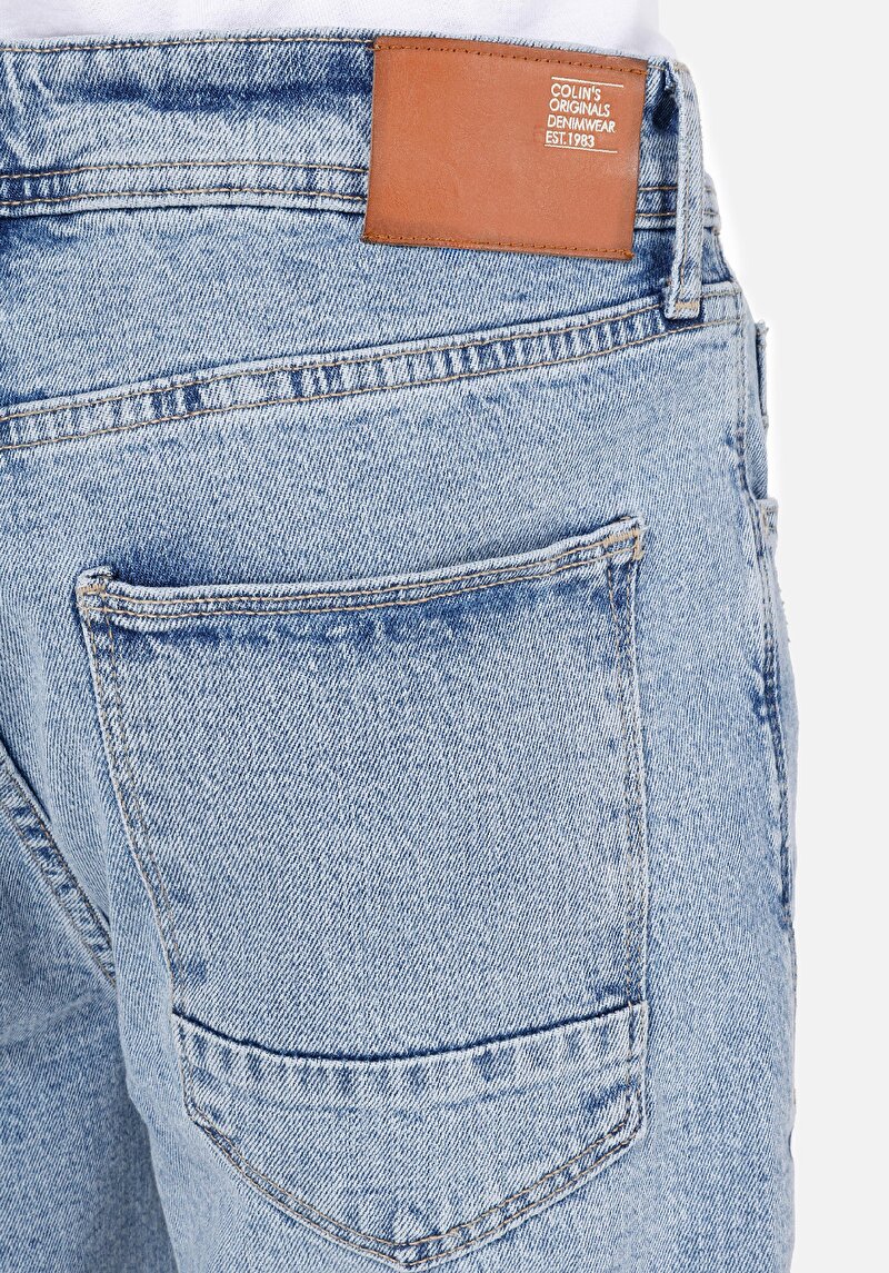 Straight Fit Erkek İndigo Denim Jean Pantolon