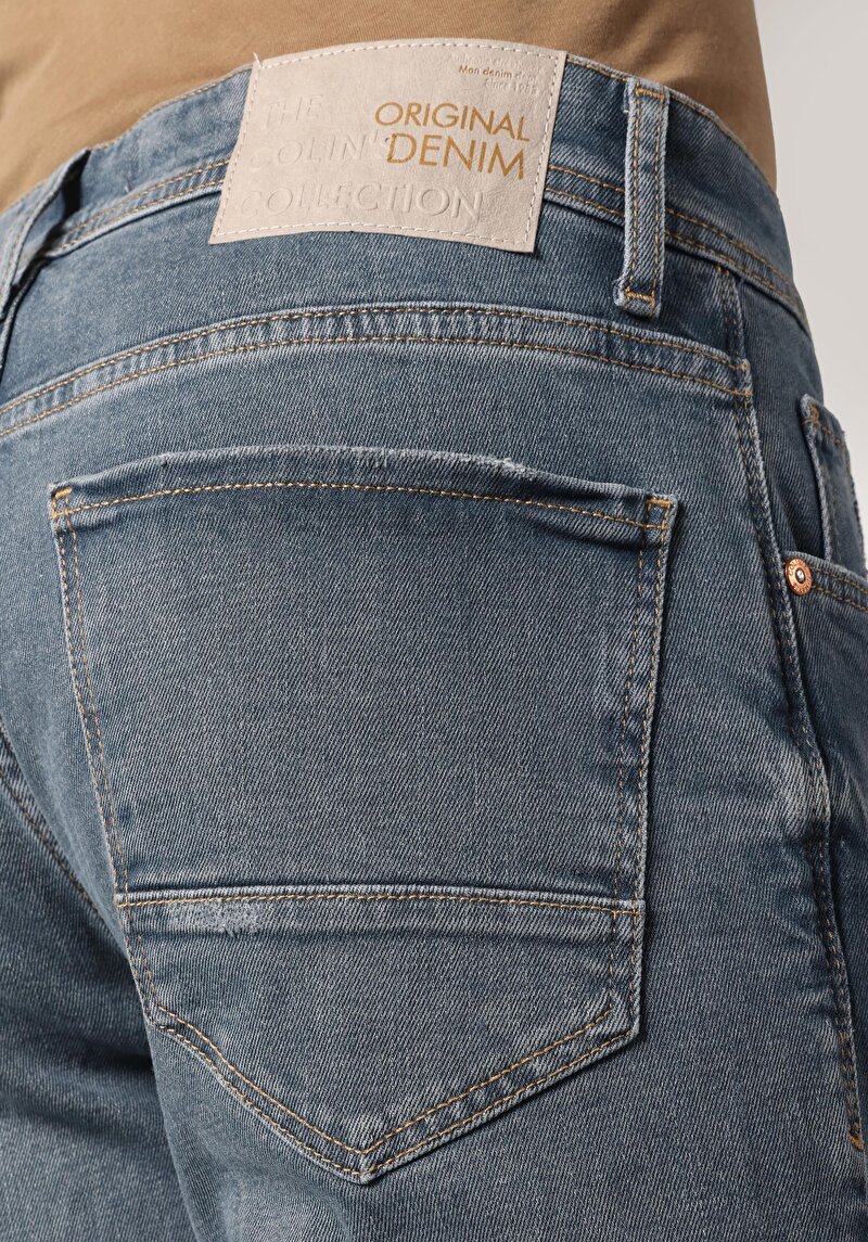 Slim Fit Düşük Bel Dar Paça Erkek İndigo Jean Pantolon