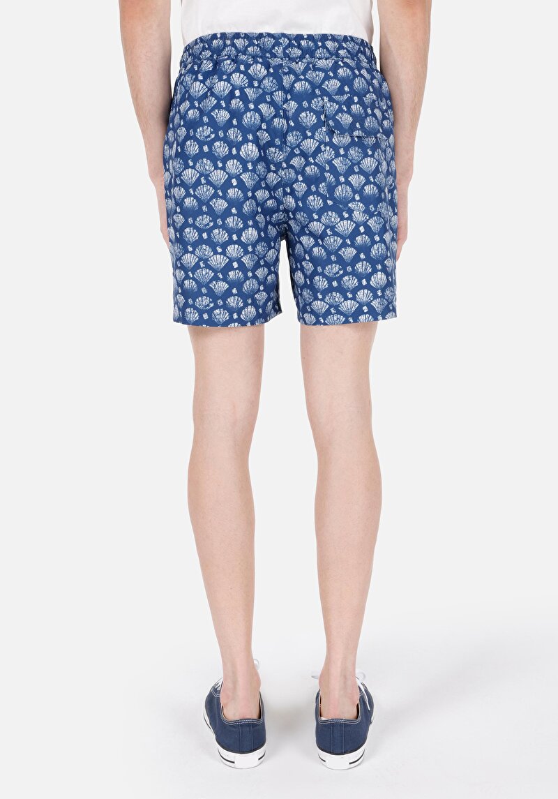 Slim Fit Erkek Desen Baskılı Lacivert Deniz Şortu