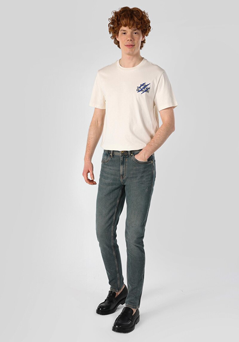 Slim Fit Düşük Bel Dar Paça Pamuk Erkek Denim Jean Pantolon