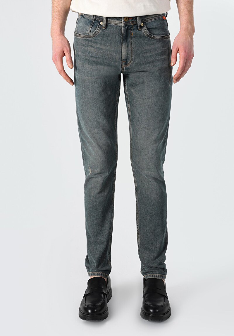 Slim Fit Düşük Bel Dar Paça Pamuk Erkek Denim Jean Pantolon