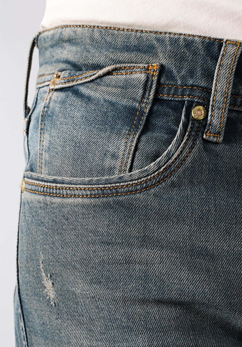 Slim Fit Düşük Bel Dar Paça Pamuk Erkek Denim Jean Pantolon