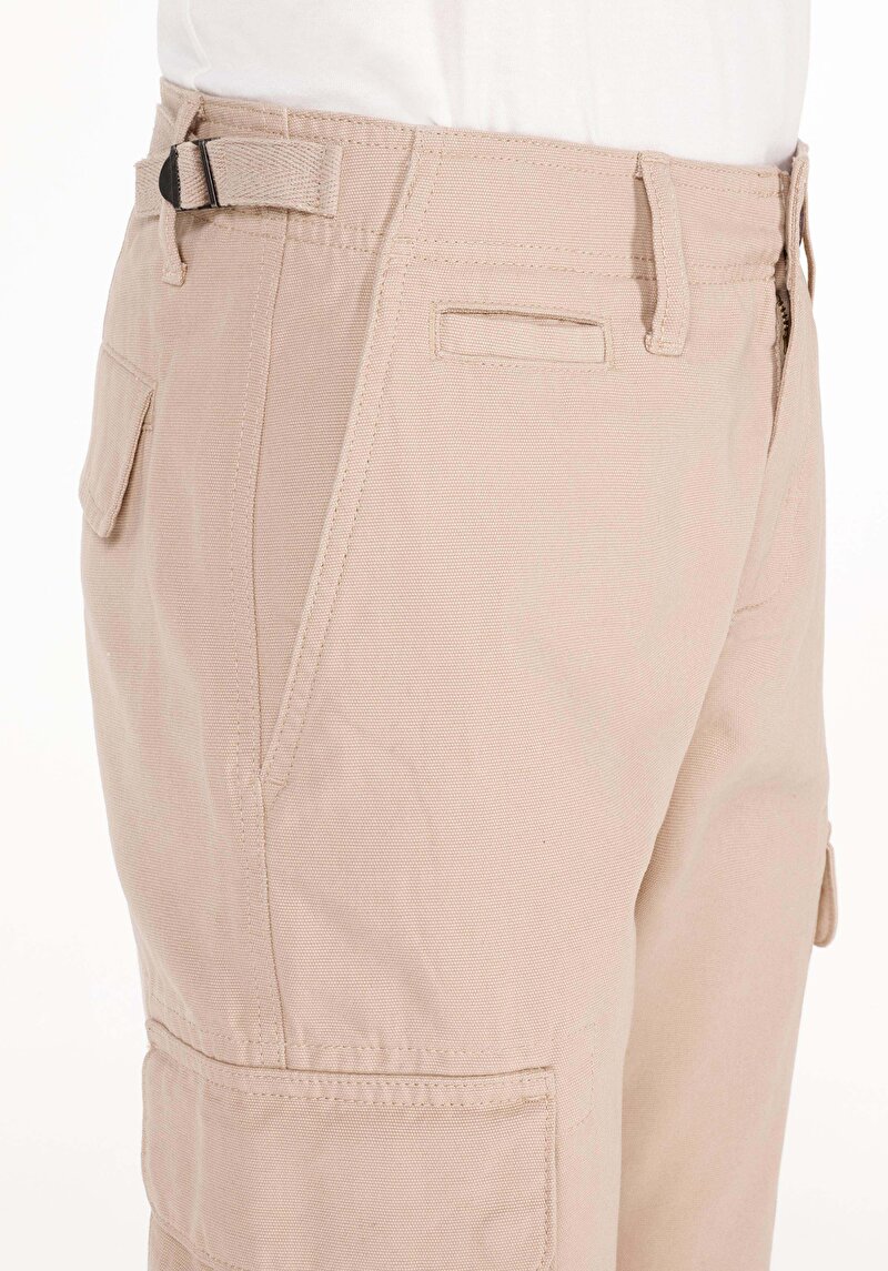 Comfort Fit Orta Bel Düz Paça Erkek Bej  Pantolon
