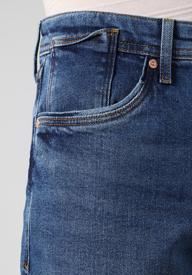 Slim Fit Düşük Bel Dar Paça Erkek İndigo Jean Pantolon