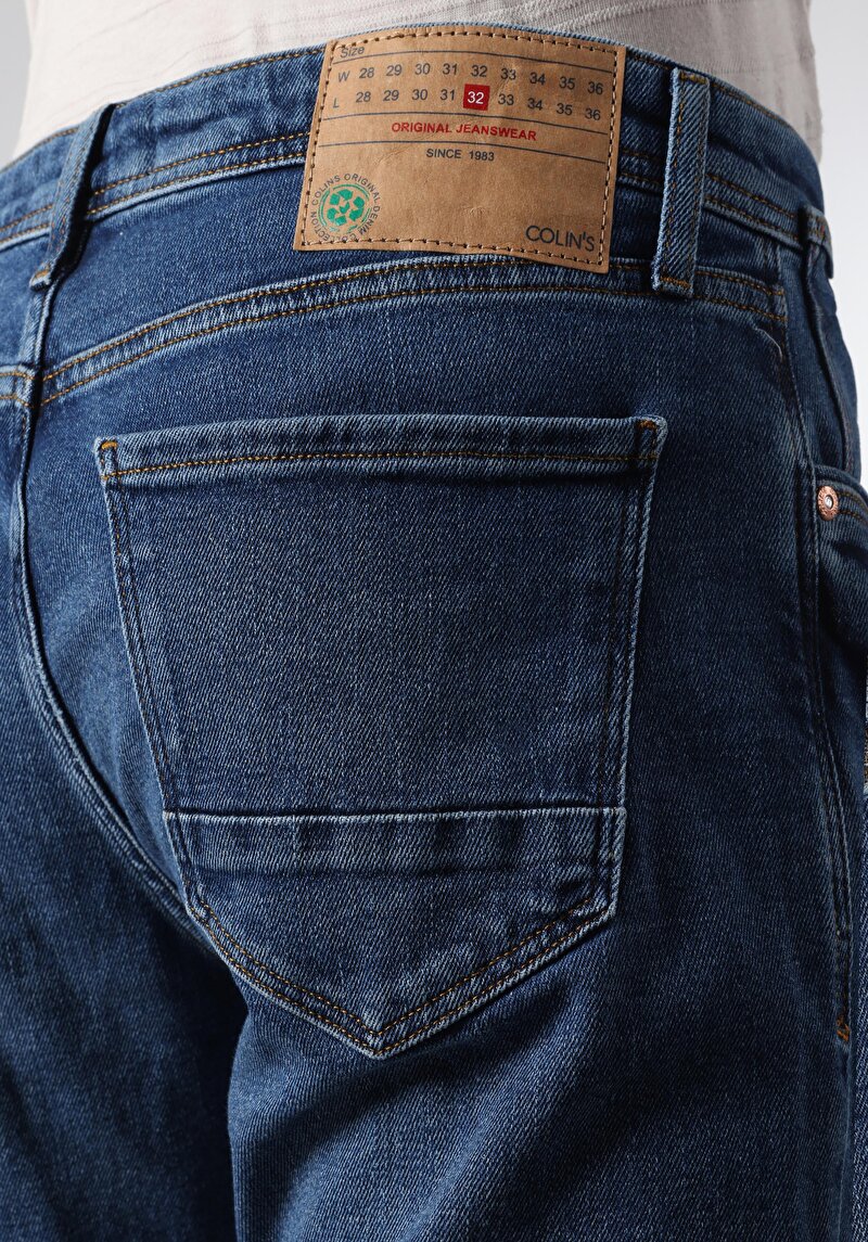 Slim Fit Düşük Bel Dar Paça Erkek İndigo Jean Pantolon