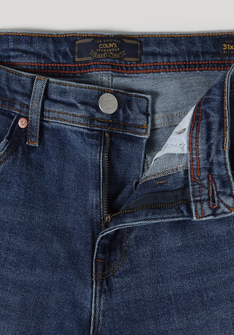 Slim Fit Düşük Bel Dar Paça Erkek İndigo Jean Pantolon